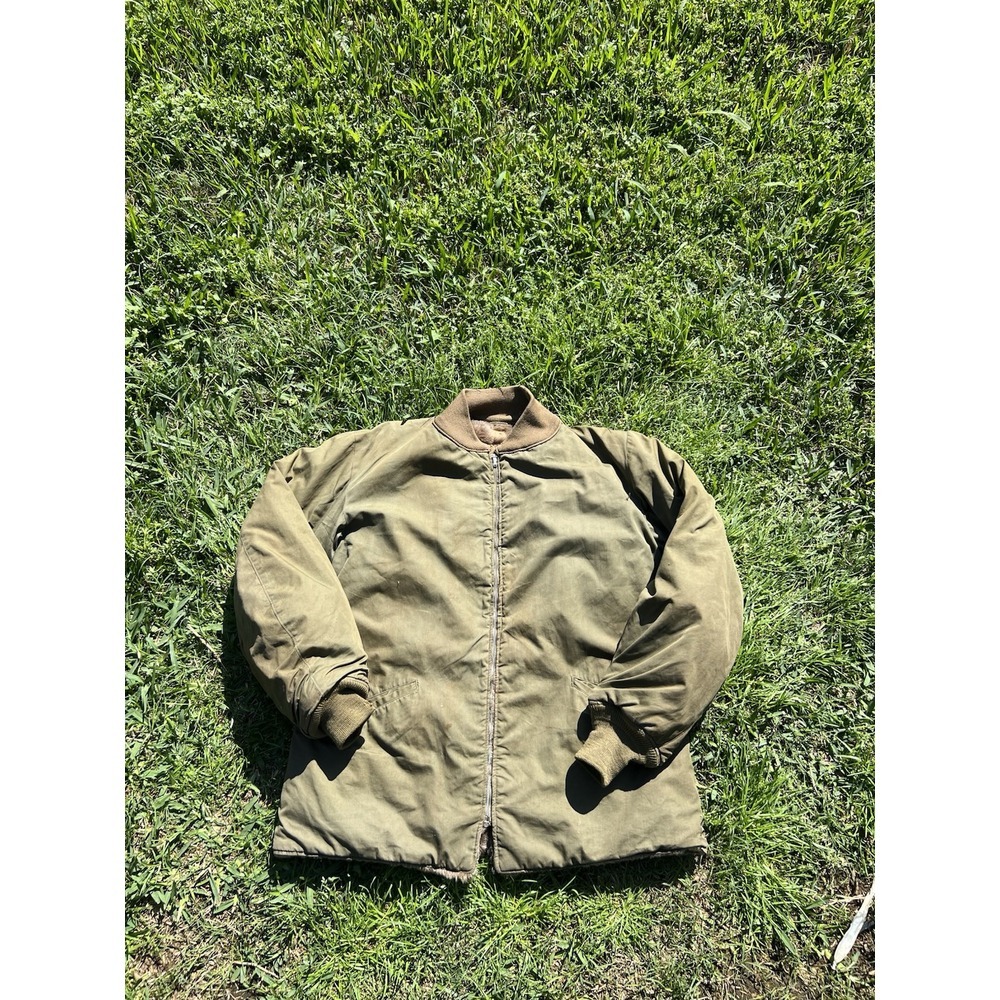 Vintage Military Jacket size 38 Green WWII 1943 Era Army War Insulated Fur Lined